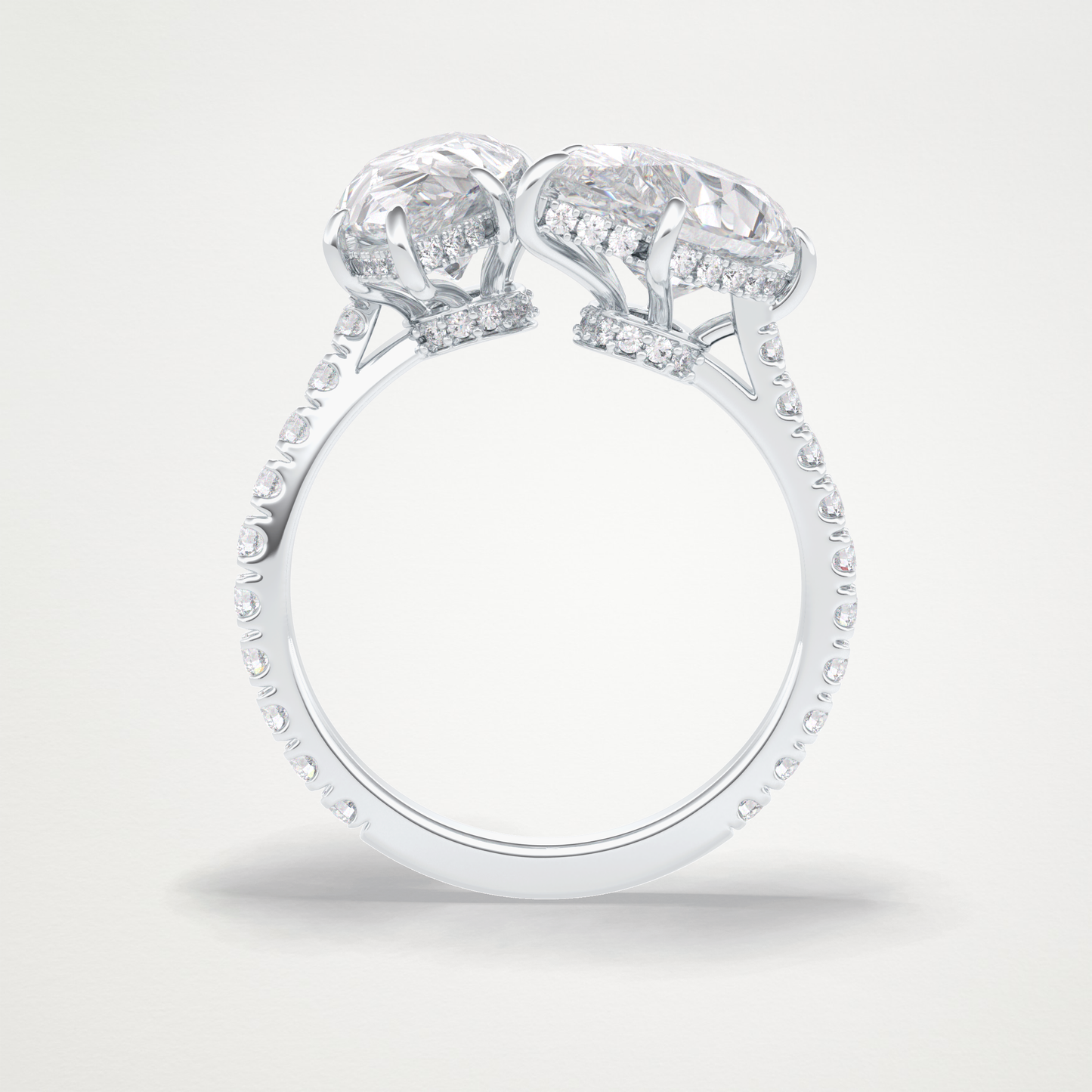 Pear Two Stone & Pave Lab Grown Diamond Engagement Ring