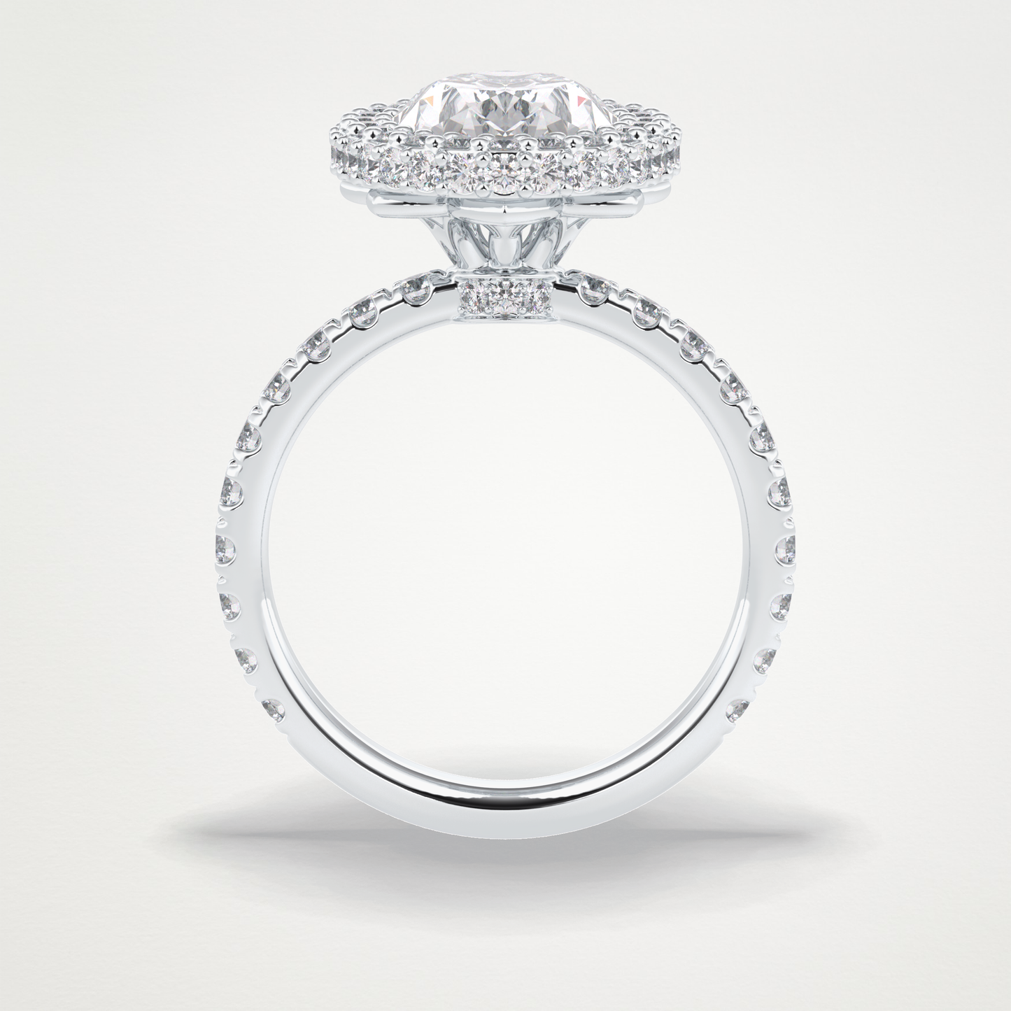 Oval Halo & Pave Lab Grown Diamond Engagement Ring