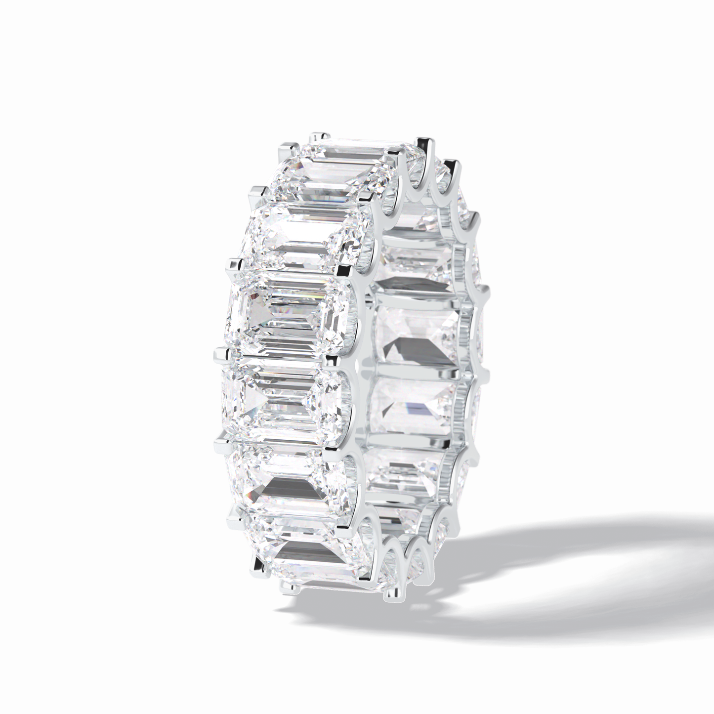 9.65 TCW Emerald Shape Full Eternity Wedding Band 7