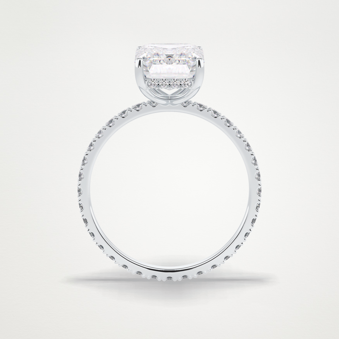 Emerald Hidden Halo & Pave Lab Grown Diamond Engagement Ring