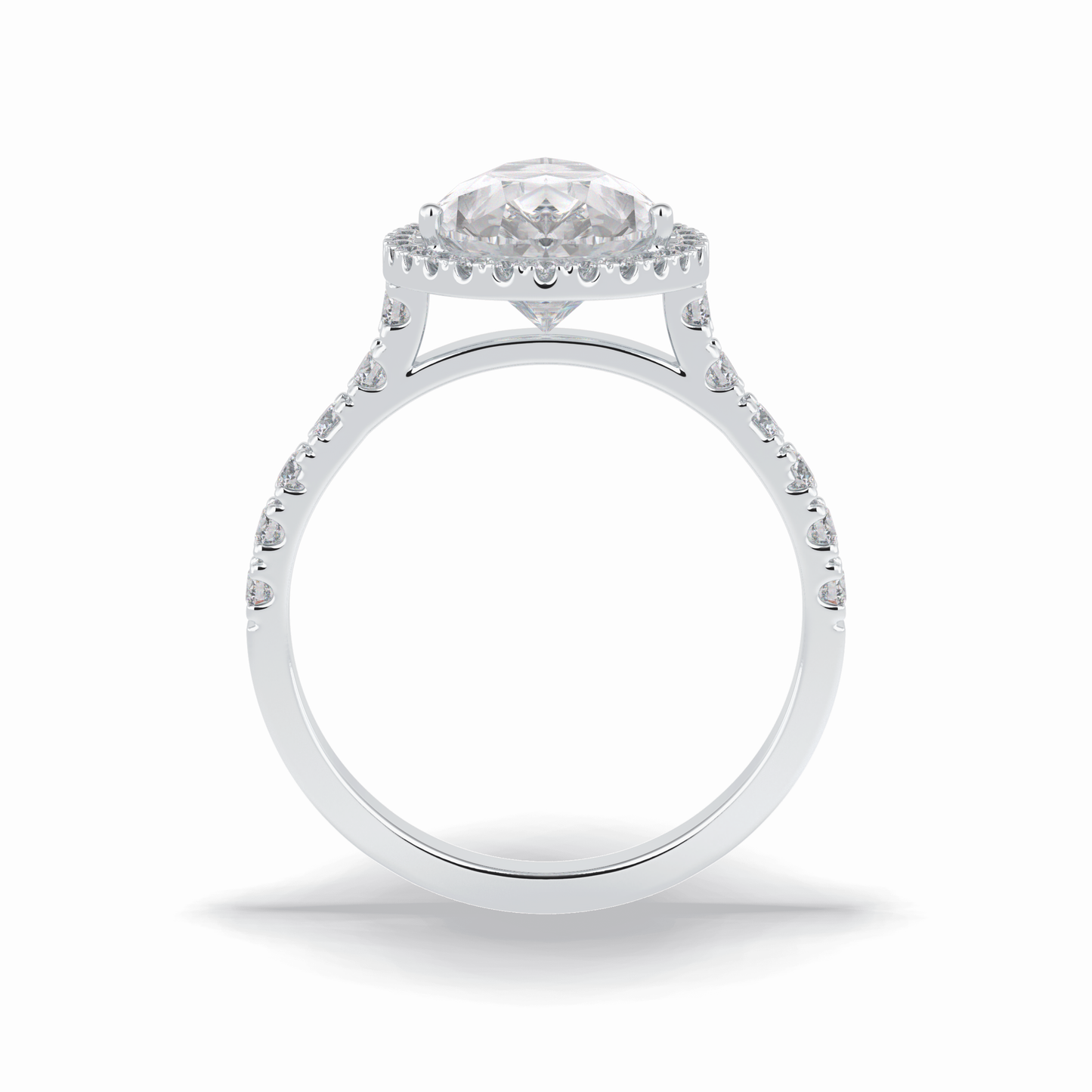 Pear Cut Halo & Pave Lab Grown Diamond Engagement Ring