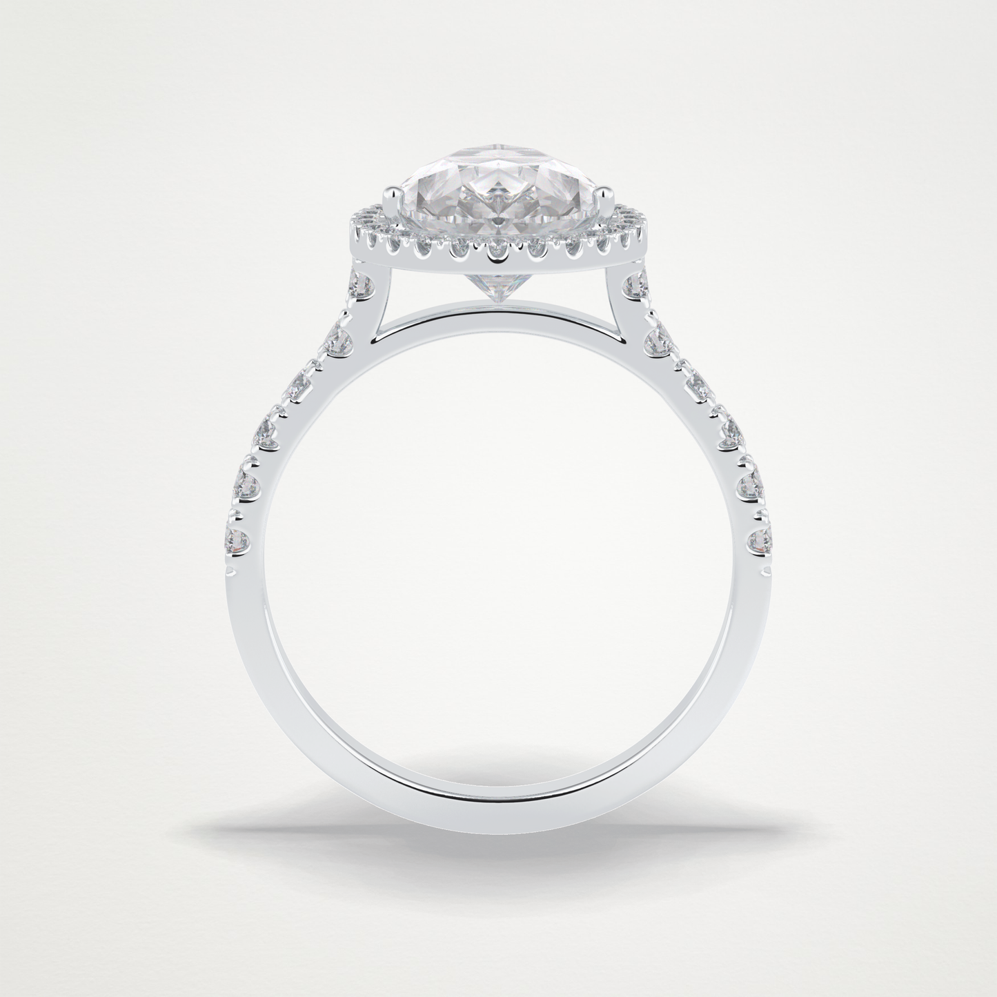 Pear Cut Halo & Pave Lab Grown Diamond Engagement Ring