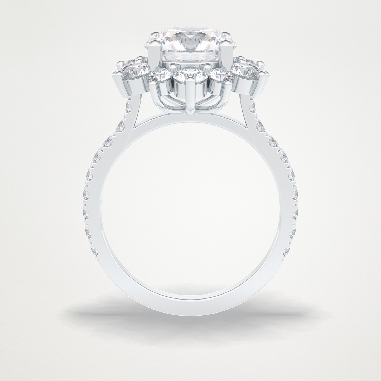 Round Cut Halo & Pave Lab Grown Diamond Engagement Ring