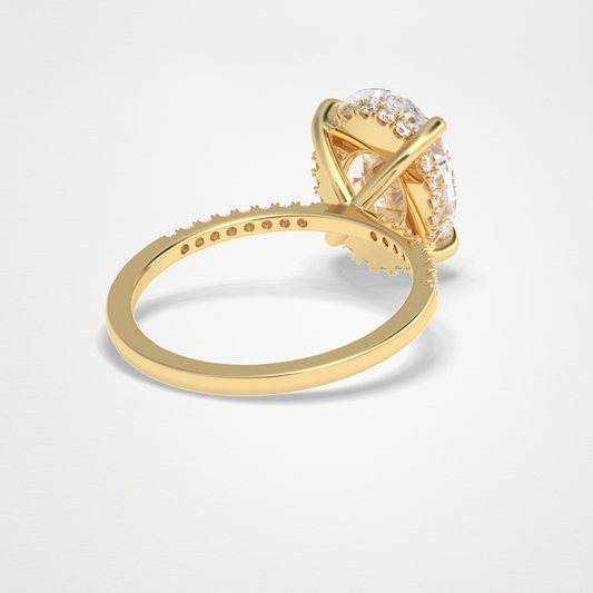 Oval Cut Hidden Halo & Pave Lab Grown Diamond Engagement Ring