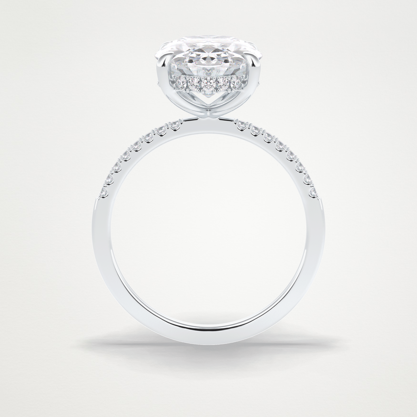 Oval Cut Hidden Halo & Pave Lab Grown Diamond Engagement Ring