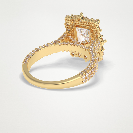 Emerald Cut Halo & Pave Lab Grown Diamond Engagement Ring
