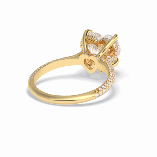 Heart Cut Hidden Halo & Pave Lab Grown Diamond Engagement Ring