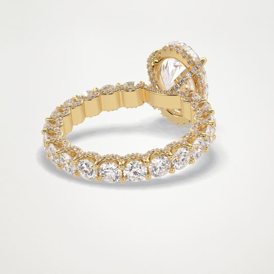 Oval Cut Hidden Halo & Pave Lab Grown Diamond Engagement Ring