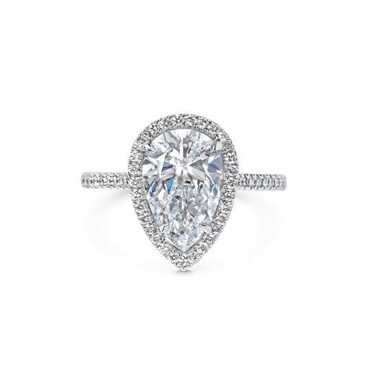 2 CT Pear Halo CVD F/VS1 Diamond Engagement Ring 1
