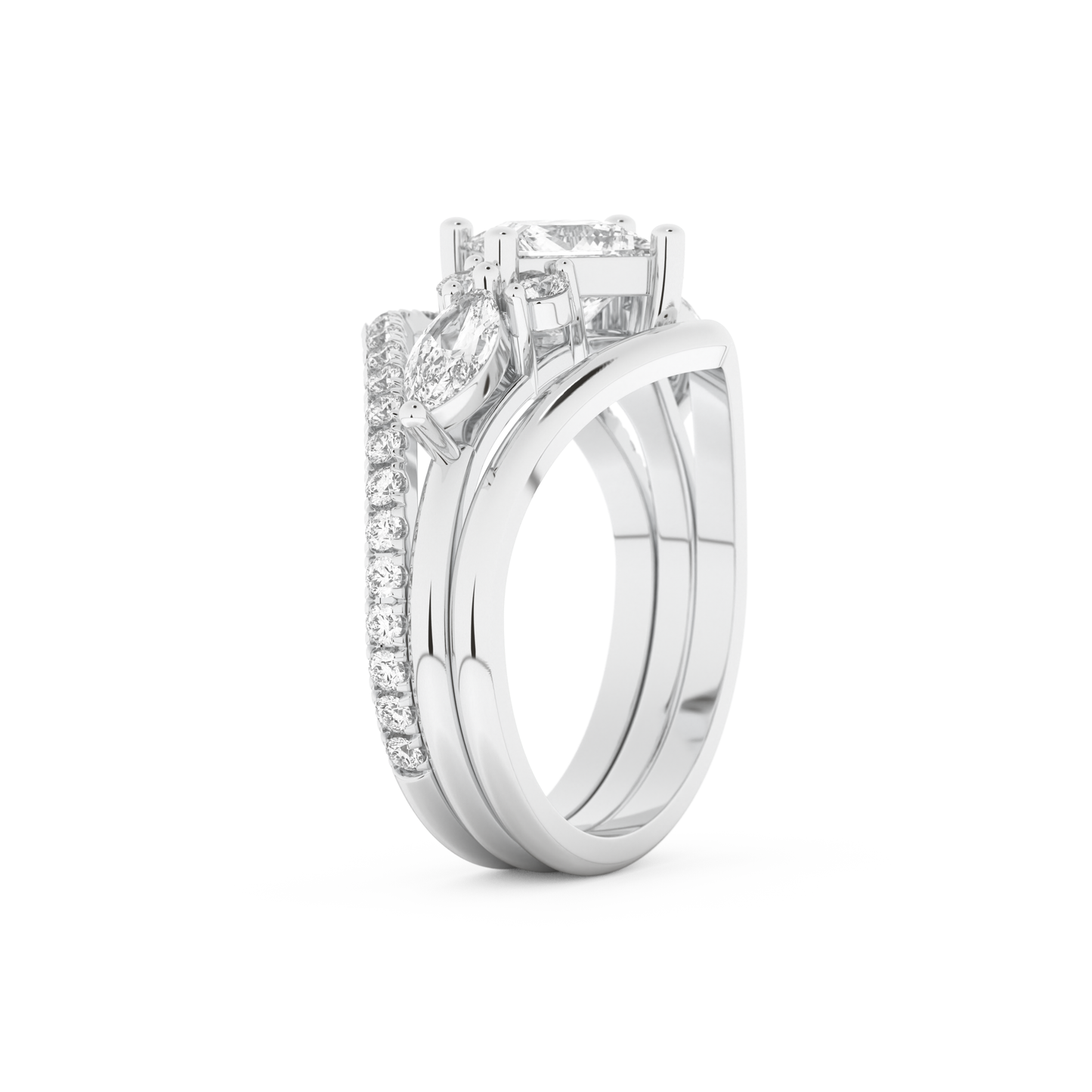 Princess Cut Moissanite Bridal Set with Cluster Settings – 1.04 CT Center, 0.75 TCW Accents 6