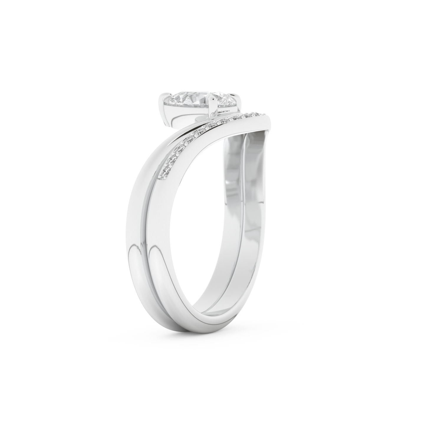 Pear Cut Moissanite Bridal Set with Solitaire Settings – 0.65 CT Center, 0.09 TCW Accents 6