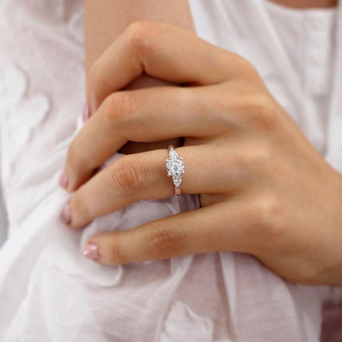 1.0 CT Round Shaped Moissanite Three Stone Engagement Ring 1 1.0 CT Round Shaped Moissanite Three Stone Engagement Ring 1