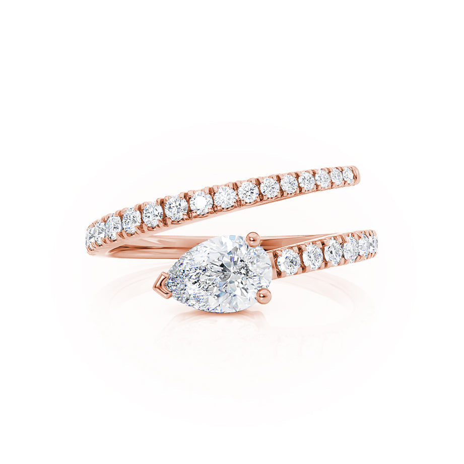 0.94 CT Pear Moissanite Shaped Split Shank Style Wedding Band 2 0.94 CT Pear Moissanite Shaped Split Shank Style Wedding Band 2
