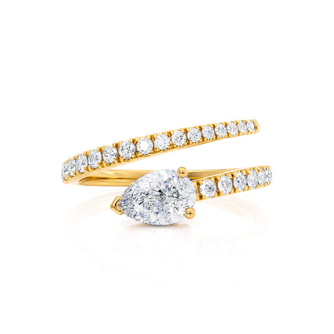 1.20 CT Pear Shaped Moissanite Split Shank Style Wedding Band 2 1.20 CT Pear Shaped Moissanite Split Shank Style Wedding Band 2