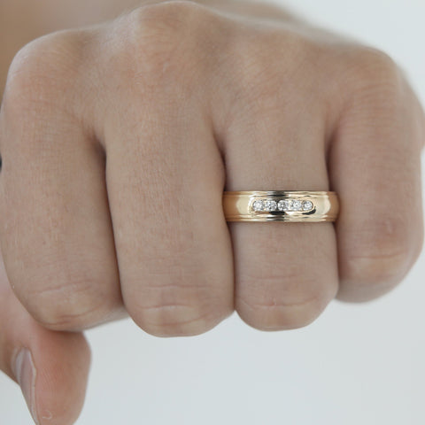 Stone Setting High Polish Finish Men's Band 3 Stone Setting High Polish Finish Men's Band 3