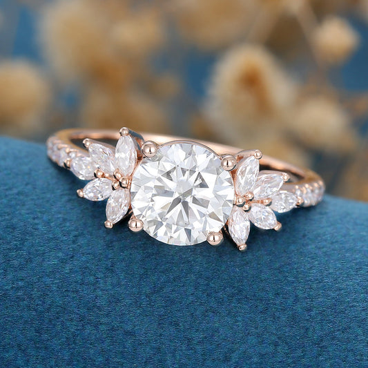 Round Cluster Lab Grown Diamond Engagement Ring