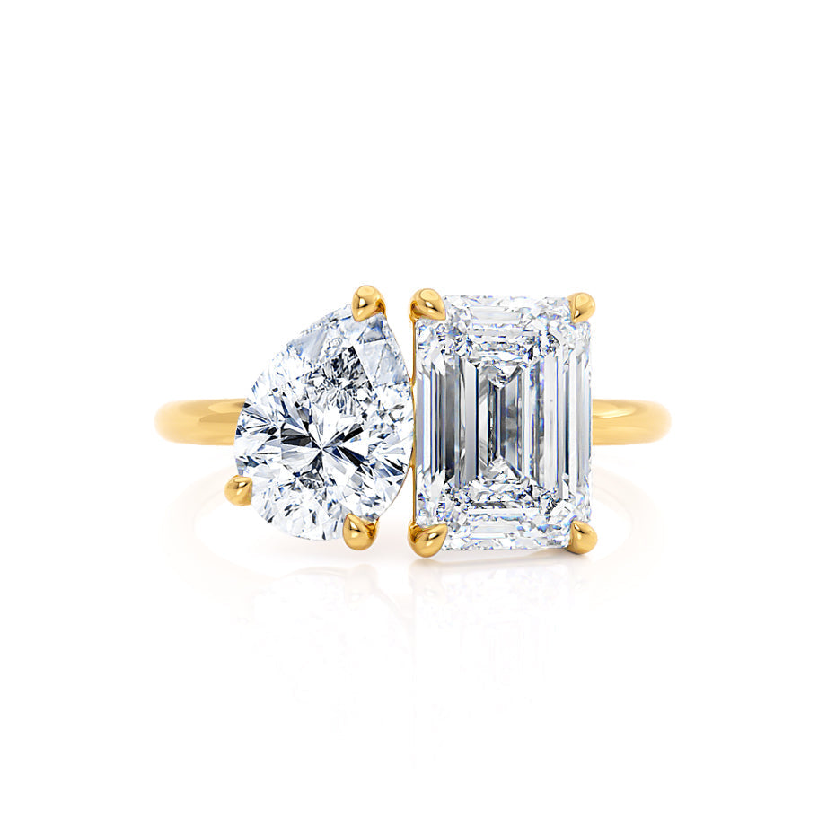 1.75 CT Emerald & 1.20 CT Pear Moissanite Two Stones Engagement Ring 2 1.75 CT Emerald & 1.20 CT Pear Moissanite Two Stones Engagement Ring 2