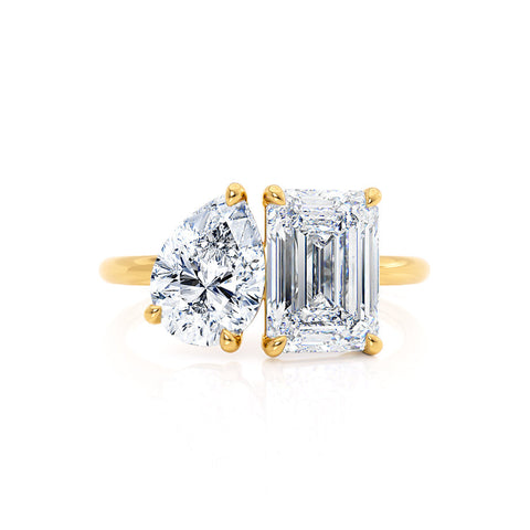 1.75 CT Emerald & 1.20 CT Pear Moissanite Two Stones Engagement Ring 2 1.75 CT Emerald & 1.20 CT Pear Moissanite Two Stones Engagement Ring 2