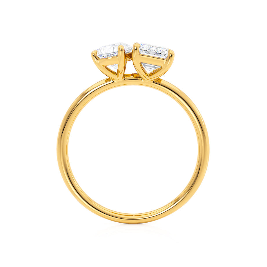 1.75 CT Emerald & 1.20 CT Pear Moissanite Two Stones Engagement Ring 4 1.75 CT Emerald & 1.20 CT Pear Moissanite Two Stones Engagement Ring 4