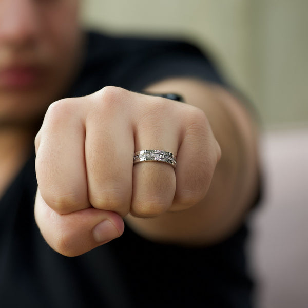 Round Shaped Stones Wedding Band For Men 6 Round Shaped Stones Wedding Band For Men 6