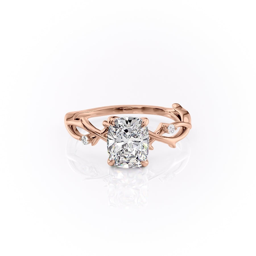2.0 CT Elongated Cushion Cut Solitaire Twig Style Moissanite Engagement Ring 12 2.0 CT Elongated Cushion Cut Solitaire Twig Style Moissanite Engagement Ring 12