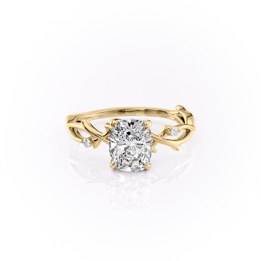 2.0 CT Elongated Cushion Cut Solitaire Twig Style Moissanite Engagement Ring 11 2.0 CT Elongated Cushion Cut Solitaire Twig Style Moissanite Engagement Ring 11