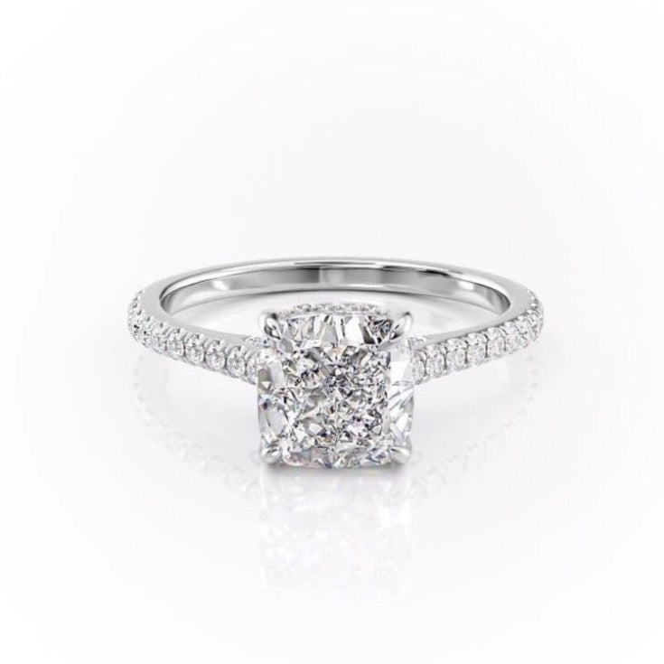 2.15 CT Cushion Cut Pave Setting Moissanite Engagement Ring 10 2.15 CT Cushion Cut Pave Setting Moissanite Engagement Ring 10