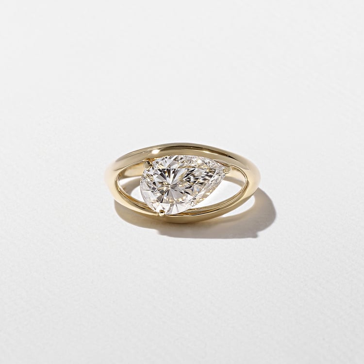1.95 CT Pear Split Shank Lab Grown Diamond Engagement Ring