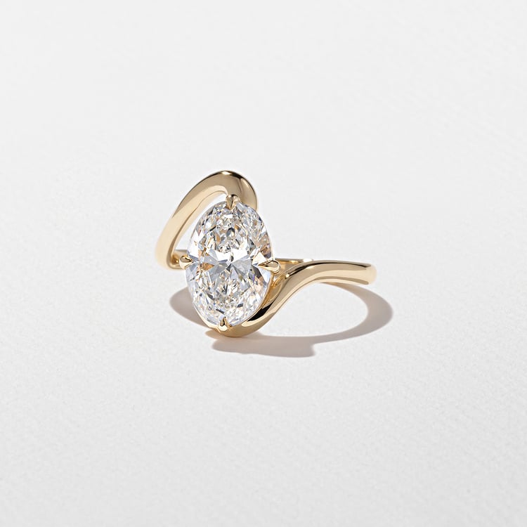 2.00 CT Oval Swirl Lab Grown Diamond Engagement Ring