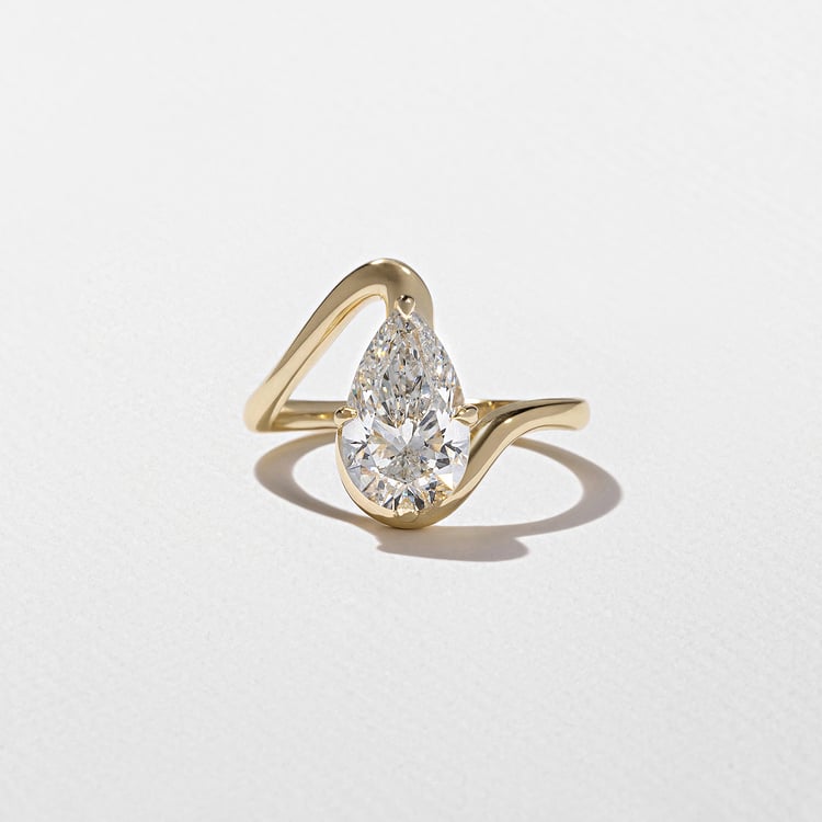 2.00 CT Pear Swirl Lab Grown Diamond Engagement Ring
