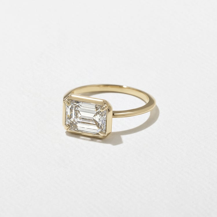 2.30 CT Emerald Cut East-West Bezel Solitaire Lab Grown Diamond Engagement Ring