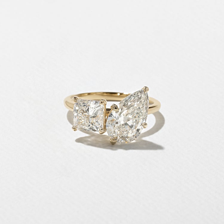 3.70 CT Pear & Princess Toi et Moi Lab Grown Diamond Engagement Ring
