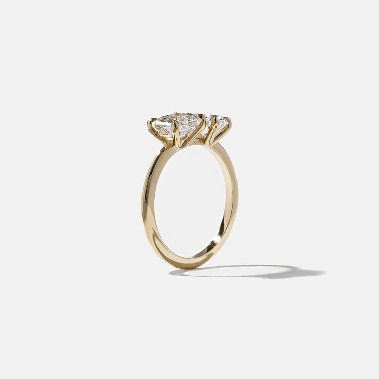 2.30 CT Oval & Asscher Toi et Moi Lab Grown Diamond Engagement Ring