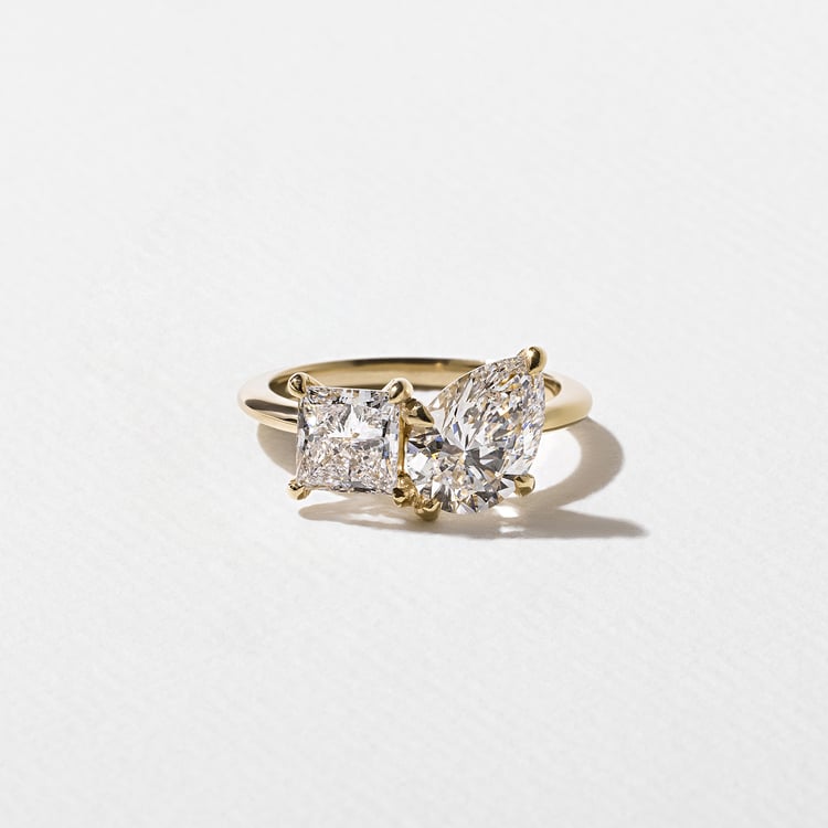 2.60 CT Pear & Princess Toi et Moi Lab Grown Diamond Engagement Ring