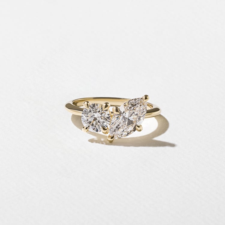 2.60 CT Pear & Princess Toi et Moi Lab Grown Diamond Engagement Ring