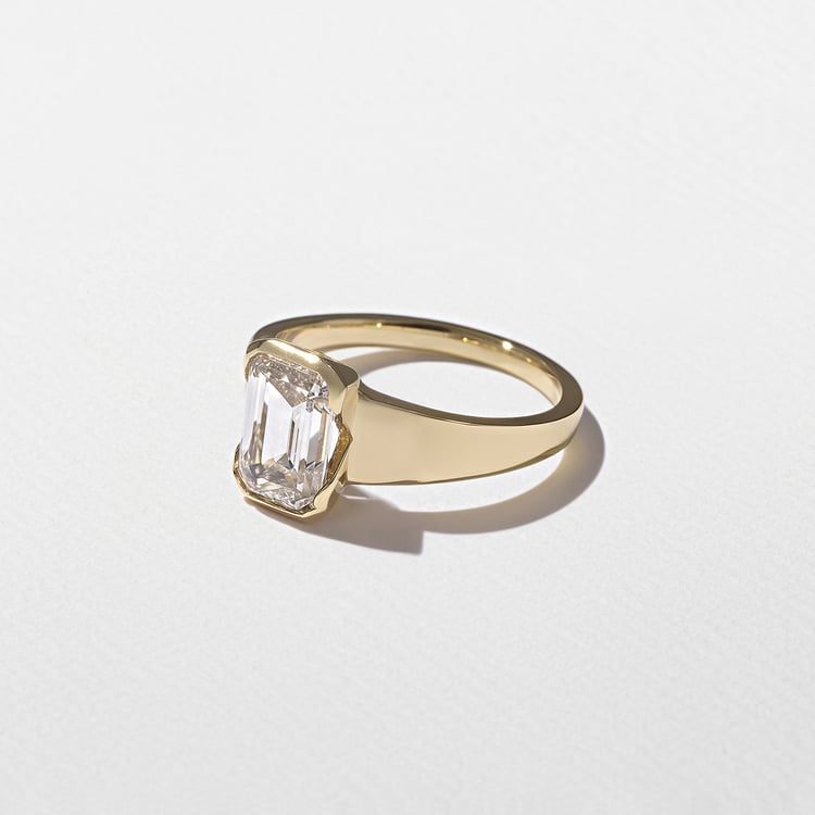 2.09 CT Emerald Cut Bezel Lab Grown Diamond Engagement Ring