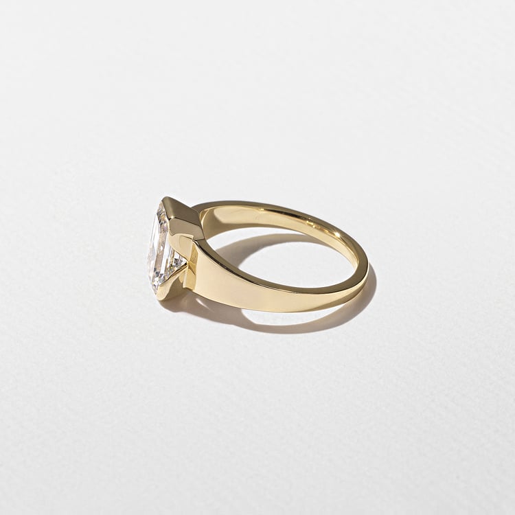 2.09 CT Emerald Cut Bezel Lab Grown Diamond Engagement Ring