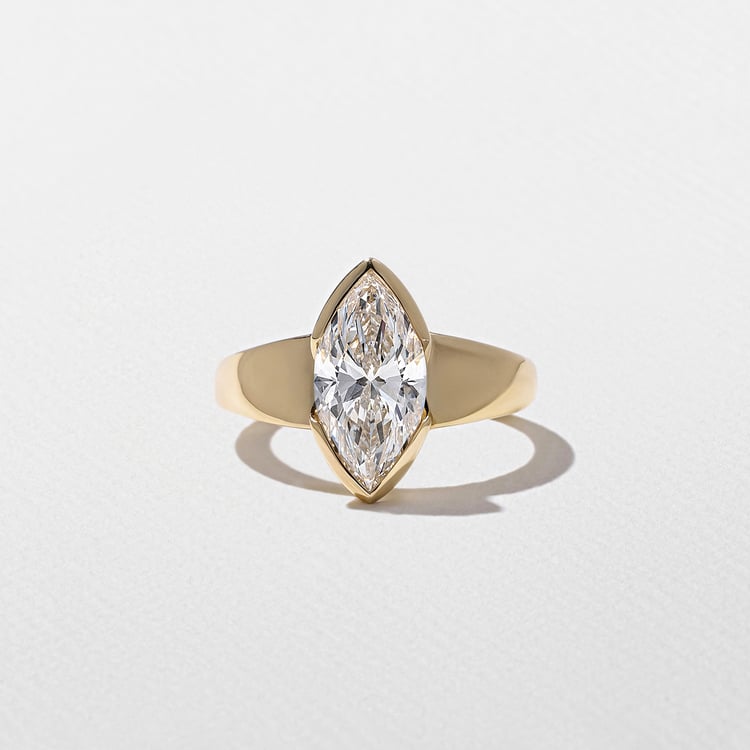 2.06 CT Marquise Bezel Lab Grown Diamond Engagement Ring