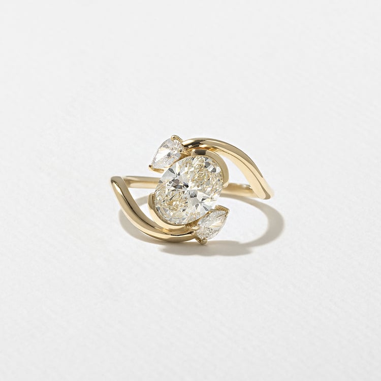 1.55 CT Oval Three Stone Band Lab Grown Diamond Engagement Ring