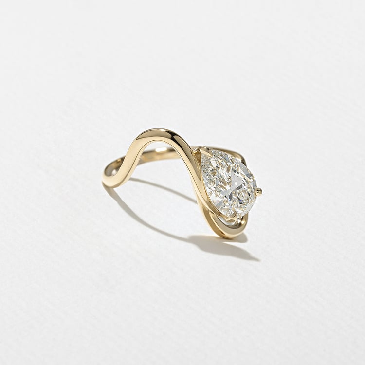 1.25 CT Pear Swirl Lab Grown Diamond Engagement Ring