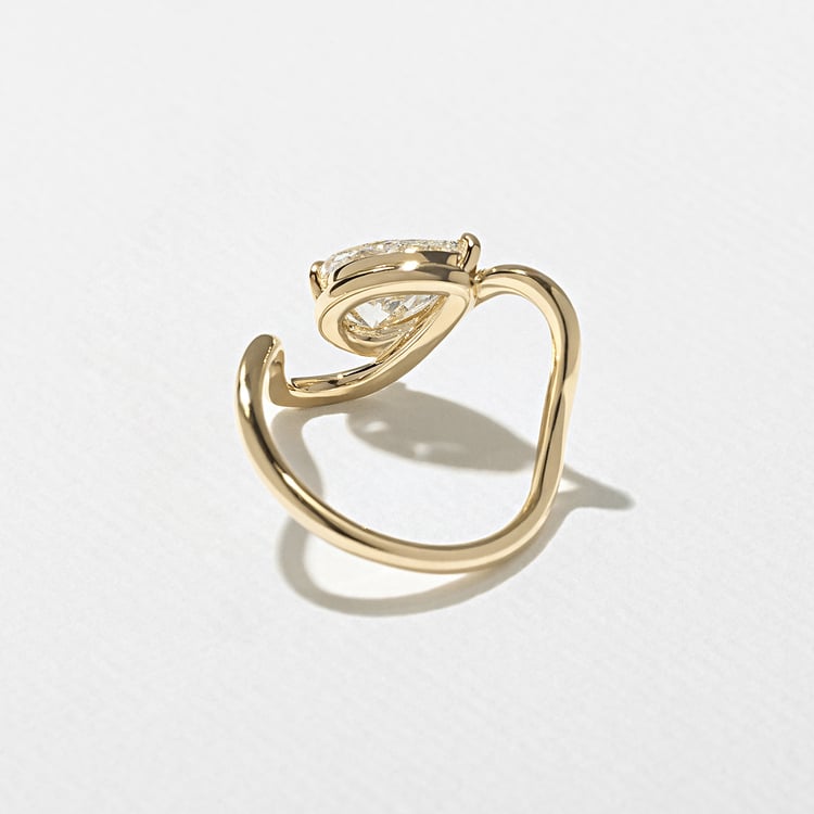 1.25 CT Pear Swirl Lab Grown Diamond Engagement Ring