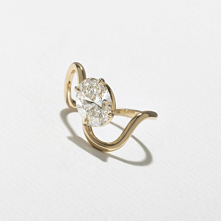 1.75 CT Oval Swirl Lab Grown Diamond Engagement Ring
