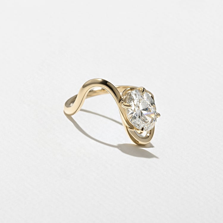 1.75 CT Oval Swirl Lab Grown Diamond Engagement Ring