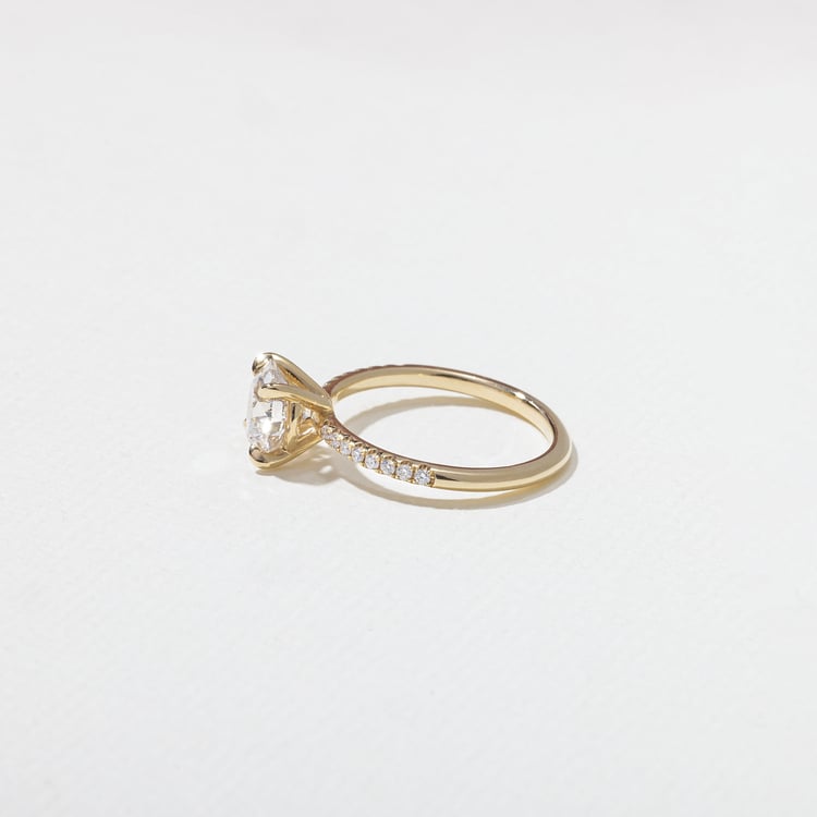 1.52 CT Round Pavé Lab Grown Diamond Engagement Ring