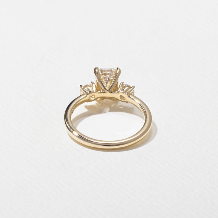 1.29 CT Emerald Three Stone Lab Grown Diamond Engagement Ring