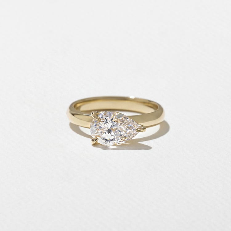1.58 CT Pear East-West Solitaire Lab Grown Diamond Engagement Ring