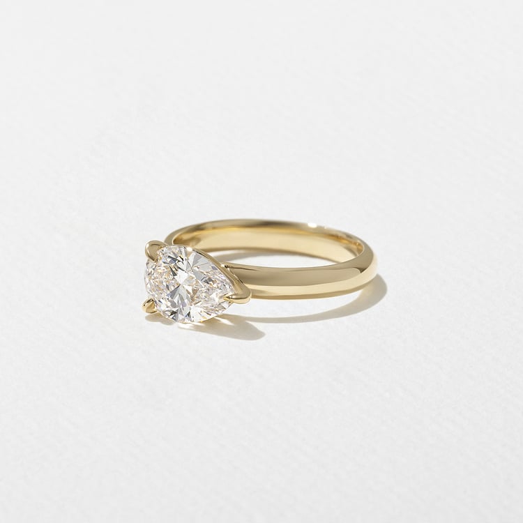 1.58 CT Pear East-West Solitaire Lab Grown Diamond Engagement Ring
