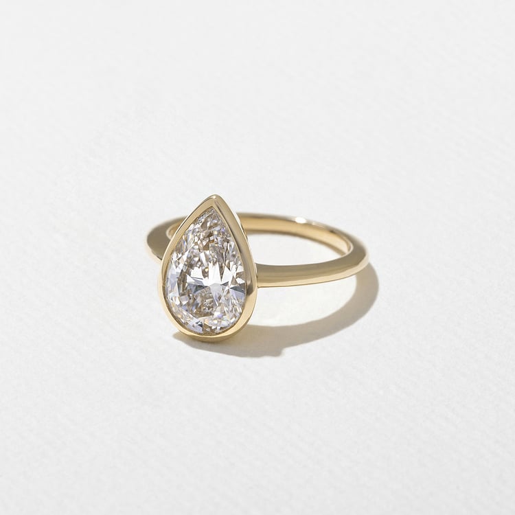 2.52 CT Pear Bezel Solitaire Lab Grown Diamond Engagement Ring