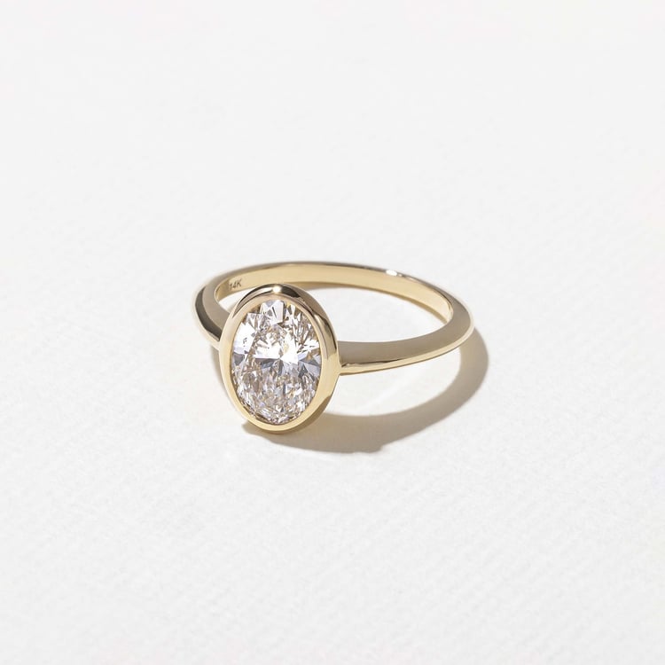 1.52 CT Oval Bezel Solitaire Lab Grown Diamond Engagement Ring