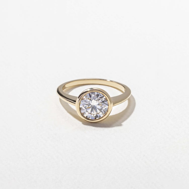 1.51 CT Round Bezel Solitaire Lab Grown Diamond Engagement Ring